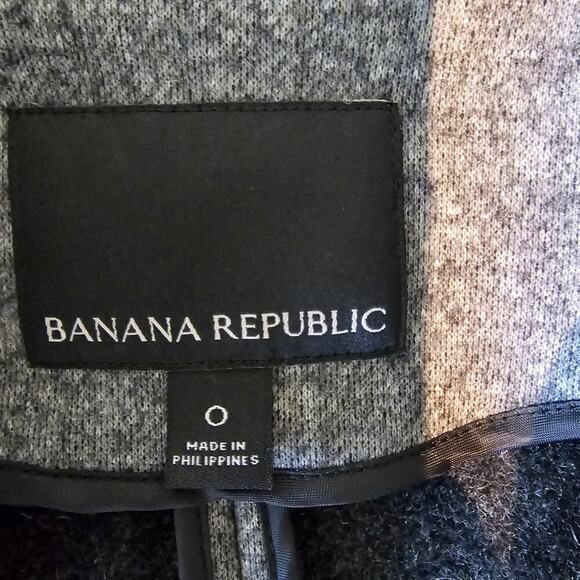 Banana Republic Women Gray Black Wool Blend Textured Knit Boyfriend Blazer Sz 0 - Picture 12 of 13